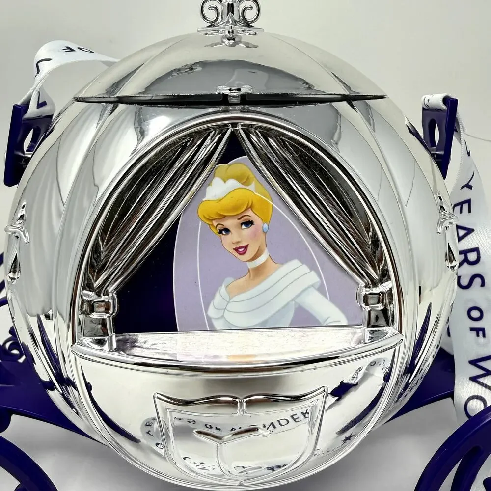 Disney 100 Cinderella Coach Popcorn Bucket Silver Chrome Limited Release NEW